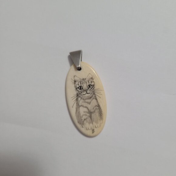 Cat Pendant & Dangle Earrings Sterling Silver Blue Inlay Kitty Lover Jewelry - Picture 2 of 15